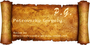 Petrovszky Gergely névjegykártya